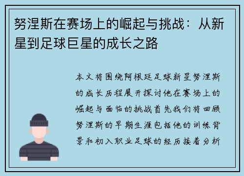 努涅斯在赛场上的崛起与挑战：从新星到足球巨星的成长之路
